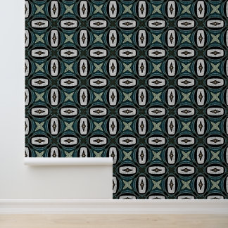 Papier Peint Turquoise bleu vert Taupe Brown Bohemian Tribe Art