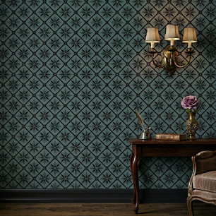 Papier Peint Turquoise Floral moderne classique Motif