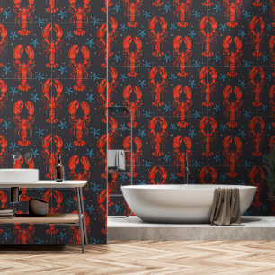 Papier Peint Un Design Animal Surréaliste Avec Motif De Homard.