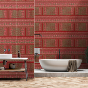 Papier Peint un design motif rouge et beige_