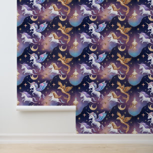 Papier Peint Unicorne magique et Phoenix Galaxy Sky amovible
