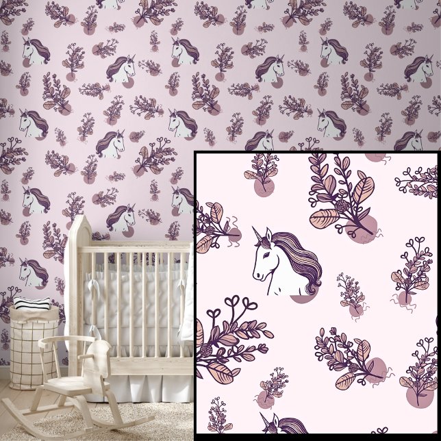 Papier Peint Unicornes blanches sur rose (Créateur téléchargé)
