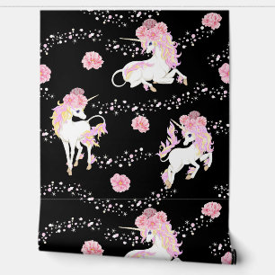 Papier Peint Unicornes en noir