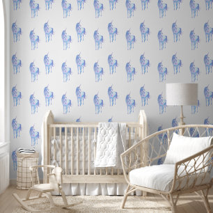 Papier Peint Unicornes mignonnes blanches pourpres