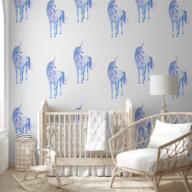 Papier Peint Unicornes mignonnes blanches pourpres (Enfants)
