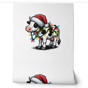 Papier Peint Vache mignonne drôle Père Noël Noël