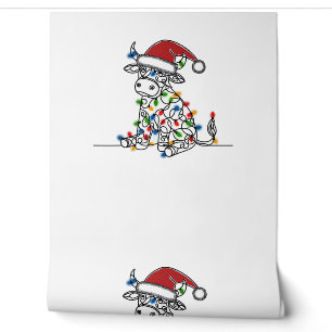 Papier Peint Vache Père Noël - Lumières de Noël