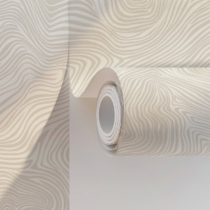 Papier Peint Vagues Abstraites minimalistes beige et blanc