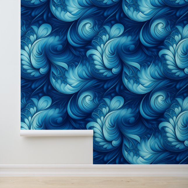 Papier Peint Vagues fractales bleues (Application)