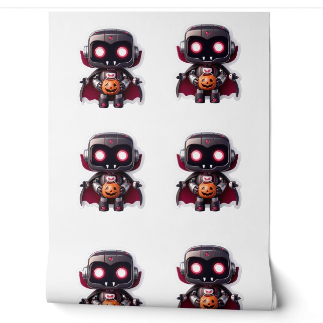 Papier Peint Vampire Robot Halloween Cute Futuriste Éffrayant A (Déroulement)