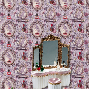 Papier Peint Vanité de maquillage victorien Peel floral et bâto