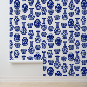 Papier Peint Vases en porcelaine chinoise bleue et blanche