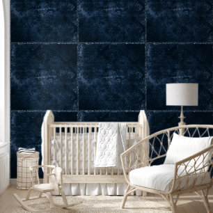 Papier Peint Velvety Navy Damask Bleu foncé Grunge Baroque