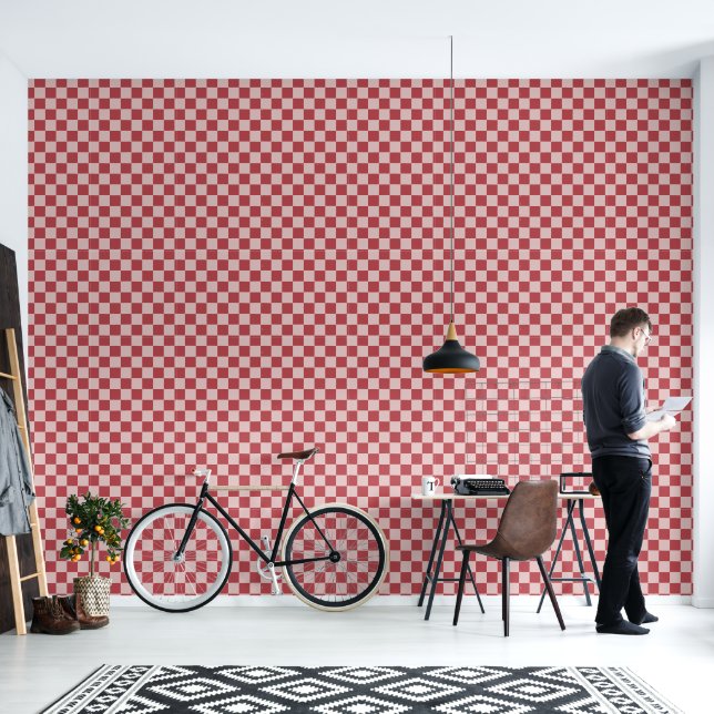 Papier Peint Vérificateurs roses et rouges (Salon)