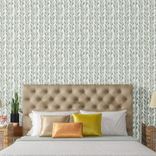 Papier Peint Vert et blanc chic Accent grand Motif