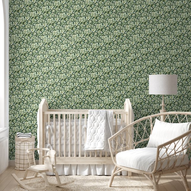 Papier peint vert pastel Floral (Enfants)