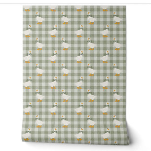 Papier Peint Vert Sauge Gingham Oie Véranda Buffalo Nursery Wal