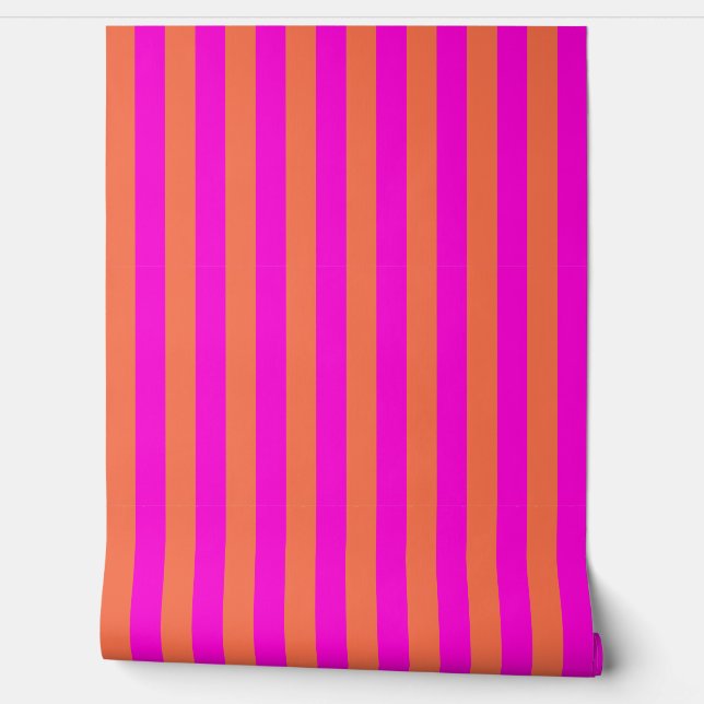Papier Peint Vertical Stripes Pink and Orange (Déroulement)