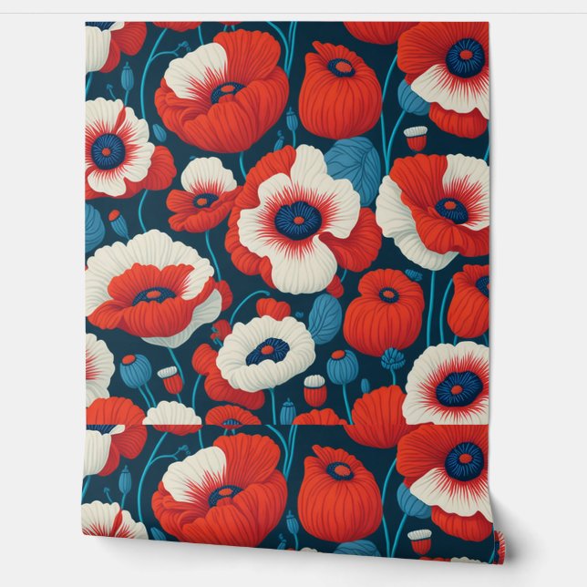 Papier Peint Vibrant Red Poppy  (Déroulement)