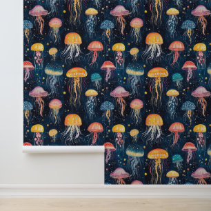 Papier Peint Vie aquatique Créateur de mer Jellyfish Dessin de 