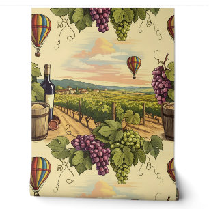 Papier Peint Vignoble Motif sans soudure Vignoble Hot Air Ballo