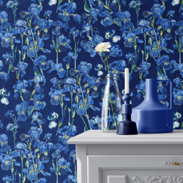 Papier Peint Vincent Van Gogh Irises Cobalt Blue Navy Marine (Créateur téléchargé)