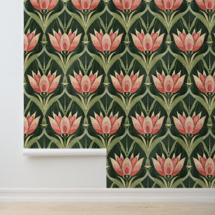 Papier Peint Vintage Art Nouveau Tulip Motif amovible