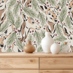 Papier Peint Vintage Deer et Motif forestier