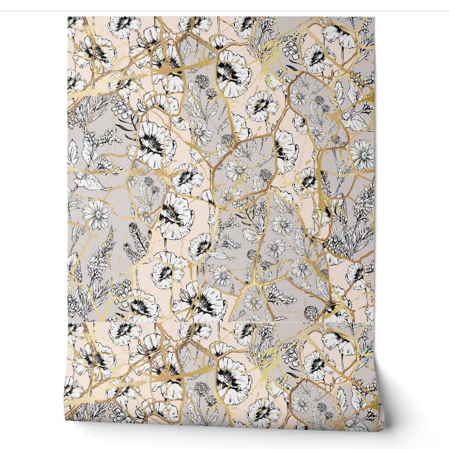 Papier Peint Vintage japonais Kintsugi (Déroulement)
