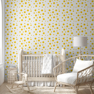 Papier Peint Vintage Jaune Fleur de marguerite Rtro Peel et Bât