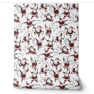 Papier Peint Vintage Skating Santa Wallpaper