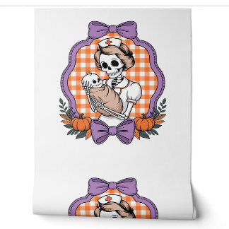 Papier Peint Vintage Skeleton Nurse and Baby � Cute Halloween R