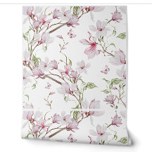 Papier Peint Vinyle Botanique Magnolia Élégant