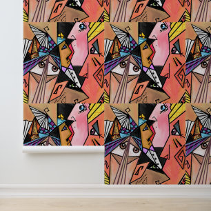 Papier Peint Visages d'humeur abstraits Art Peinture cubiste