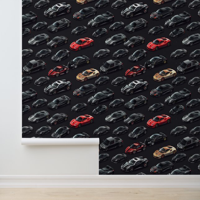 Papier Peint Voiture de sport automobile noir solide auto parki (Application)