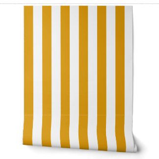Papier Peint Warm Mustard Yellow and White Stripes Wallpaper 