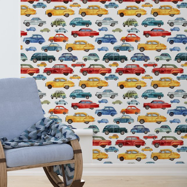 Papier Peint Watercolor Cars Boy's Room Nursery (Créateur téléchargé)