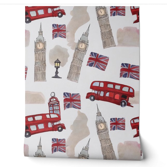 Papier Peint Watercolor de Londres (Déroulement)
