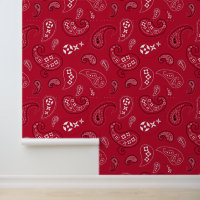 Western Bandana Paisley Motif Bright Red