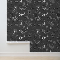 Western Bandana Paisley Motif Charcoal Grey