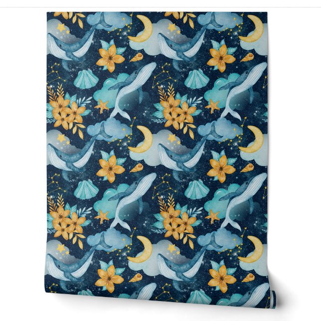 Papier Peint Whimsical Mystical Ocean life nursery salle pour e (Déroulement)