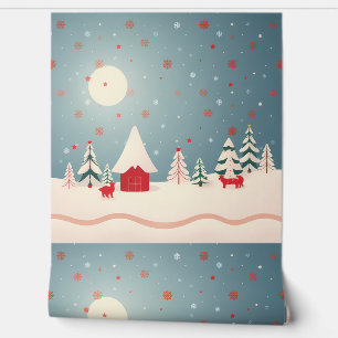 Papier Peint Whimsical Winter Wonderland scène de Noël