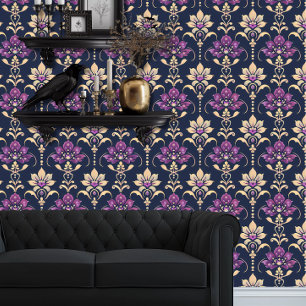Papier Peint Whimsigoth Purple et Gold Floral