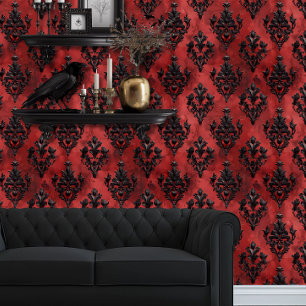 Papier Peint Whimsigoth Style rouge et noir Vintage