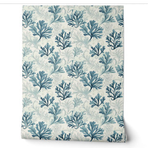 Papier Peint Whispers de fougères de mer Petite - Turquoise, bl