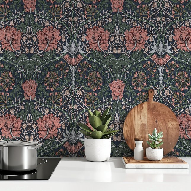 Papier Peint William Morris Coral Blush "Honeysuckle" (Créateur téléchargé)