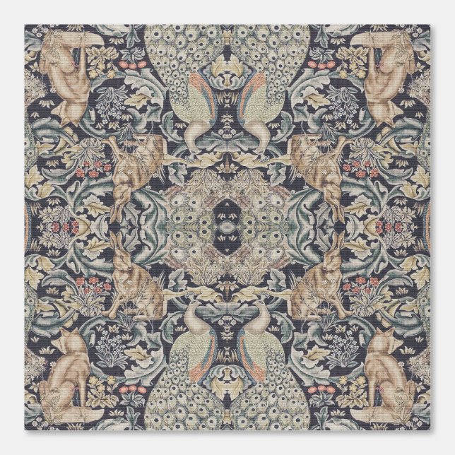 Papier Peint William Morris Rabbit, Peacock et Fox (Recto)