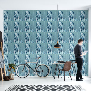 Papier Peint "Woman in Blue" Premium Canvas
