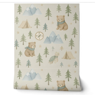 Papier Peint Woodland Adventure boy Nursery Wallpaper Bears