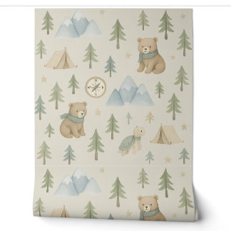 Papier Peint Woodland Adventure boy Nursery Wallpaper Bears